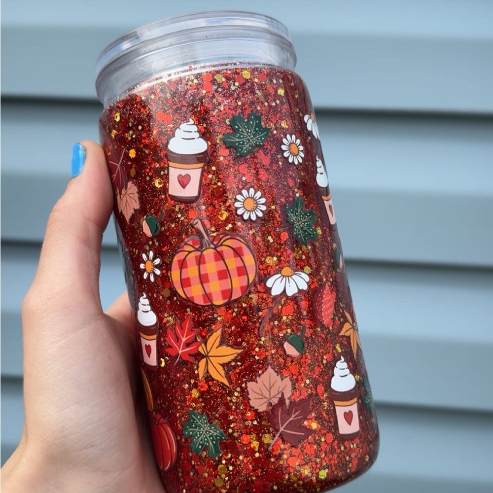 acrylic 16oz suspended snowglobe cup